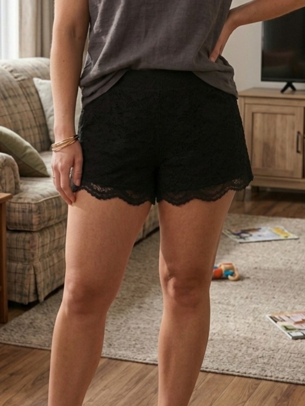 Ardene Black Lace Lounge Shorts